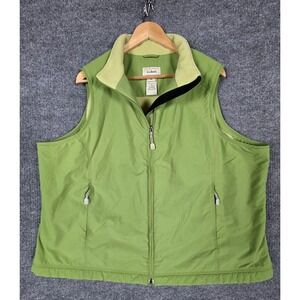 Vintage L.L. Bean Vest Womens 2X Green Fleece Lined Plus Size Nylon Full Zip XXL